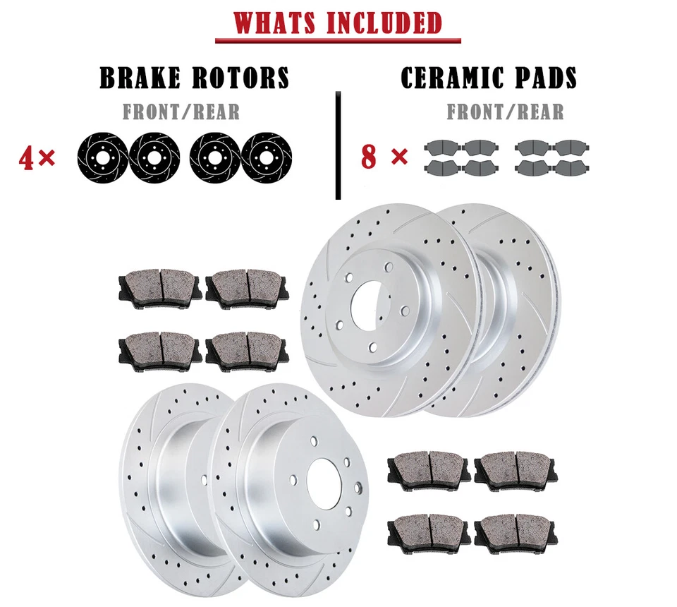 Fit for Nissan Altima 2007-2013 296mm Front 292mm Rear Brake Rotors Pads Brakes - Image 4 of 4
