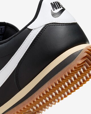 Nike Cortez Leather Sneakers Shoes Black/Gum Medium Brown DM4044