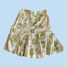 Old Navy Y2K Green and Beige Abstract Midi Skirt - Size 4