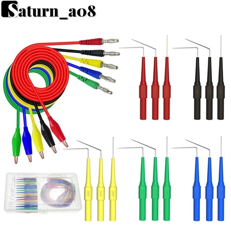 20PCS Automotive Back Probe Kit Banana Plug to Copper Alligator Clip