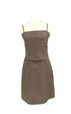 Womens - MANGO - Gray Polyester Bodice Panel Sleeveless Sheath Skirt Dress 6