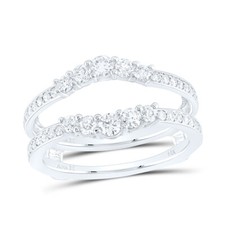 14kt White Gold Womens Round Diamond Wrap Ring Guard Enhancer 3/4 Cttw