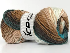 4-Skein Lot AntiPilling Magic Yarn Light 4x100g/280m Brown Green White