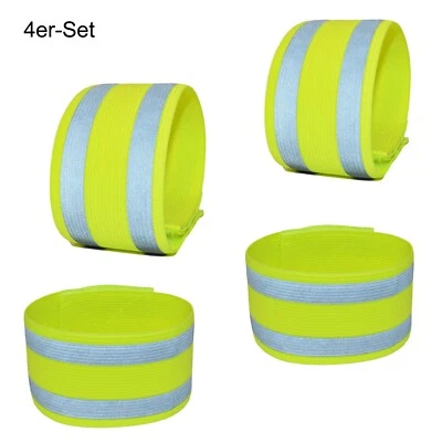 THB RICHTER 4er-Set Reflektierende elastische Armbänder / Knöchelbänder Reflektor Jogging