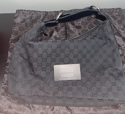Authentic Gucci GG Monogram Canvas & Leather Horsebit Hobo Shoulder Bag Classic