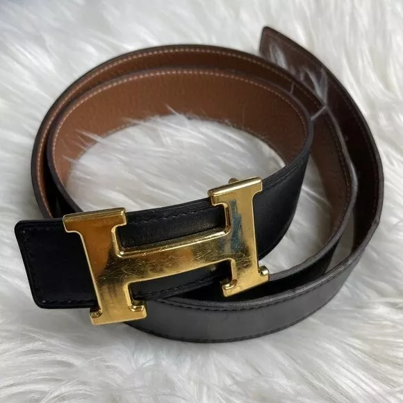 H belt buckle & Leather strap 32 mm