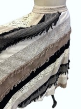 Vintage 80s Stijfselkissie Skirt Fringed Silk Linen Cotton L Designer