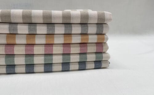 Linen Look Cream Stripes CULLA Fabric Furnishing Cotton Curtain 55" Wide Canvas - Video 1 of 1