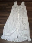 VTG Ilse Stevens Nightgown Womens M L White Ruffles Lightweight Spring Summer