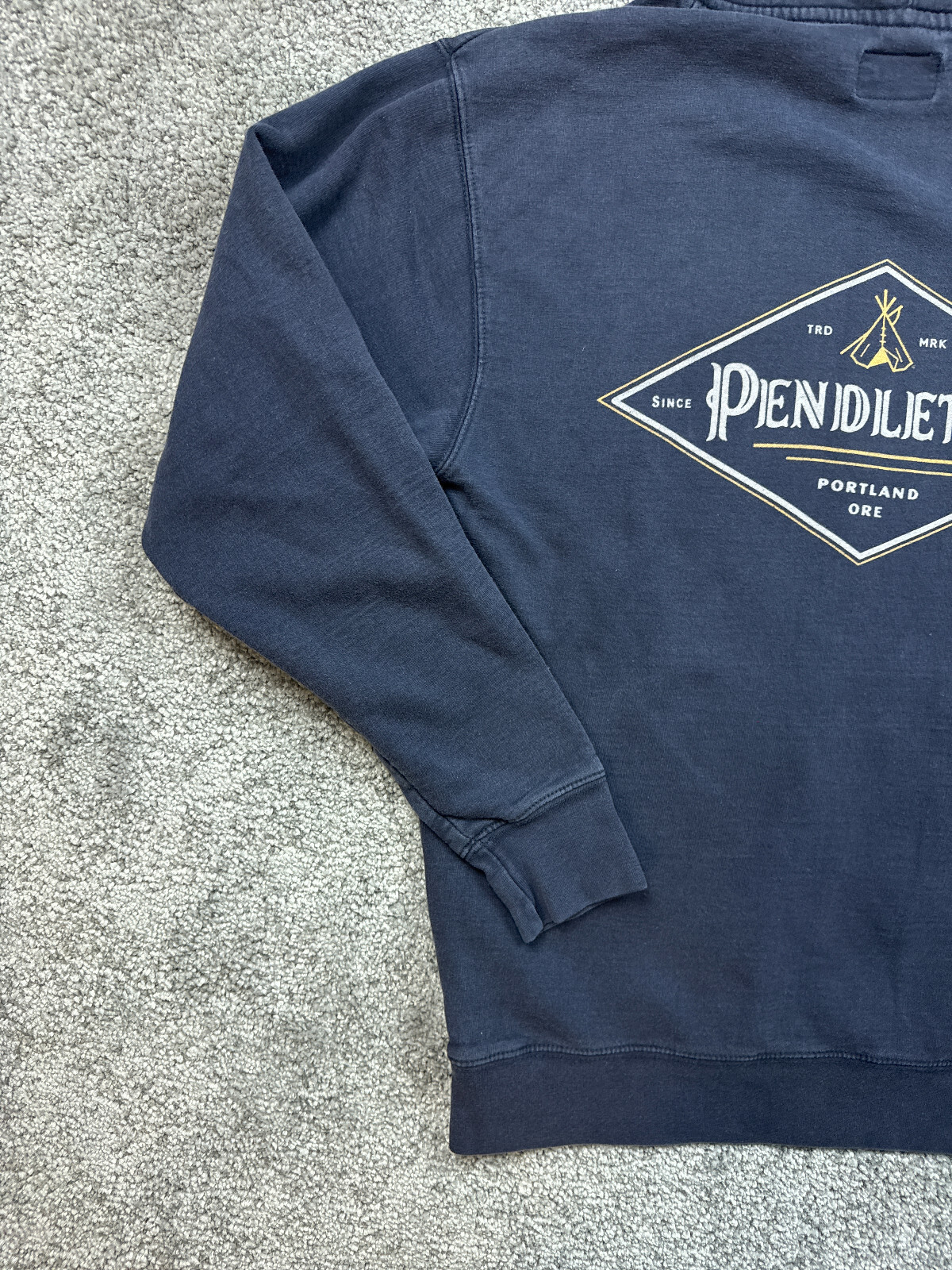 Pendelton Hoodie Medium Blue Diamond Logo Sweatshirt Teepee Campsite Pullover