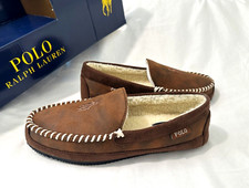 Polo Ralph Lauren Cali II Moccasin Slippers Men's Size 8 Suede Brown New