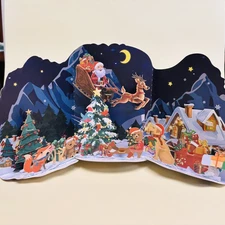 B29-3D Pop Up Christmas Greeting Card (Deer, Santa and Snowman)