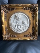 VINTAGE PLAQUE of 3 CHERUBS after EDWARD WILLIAM WYON in GESSO GILT FRAME