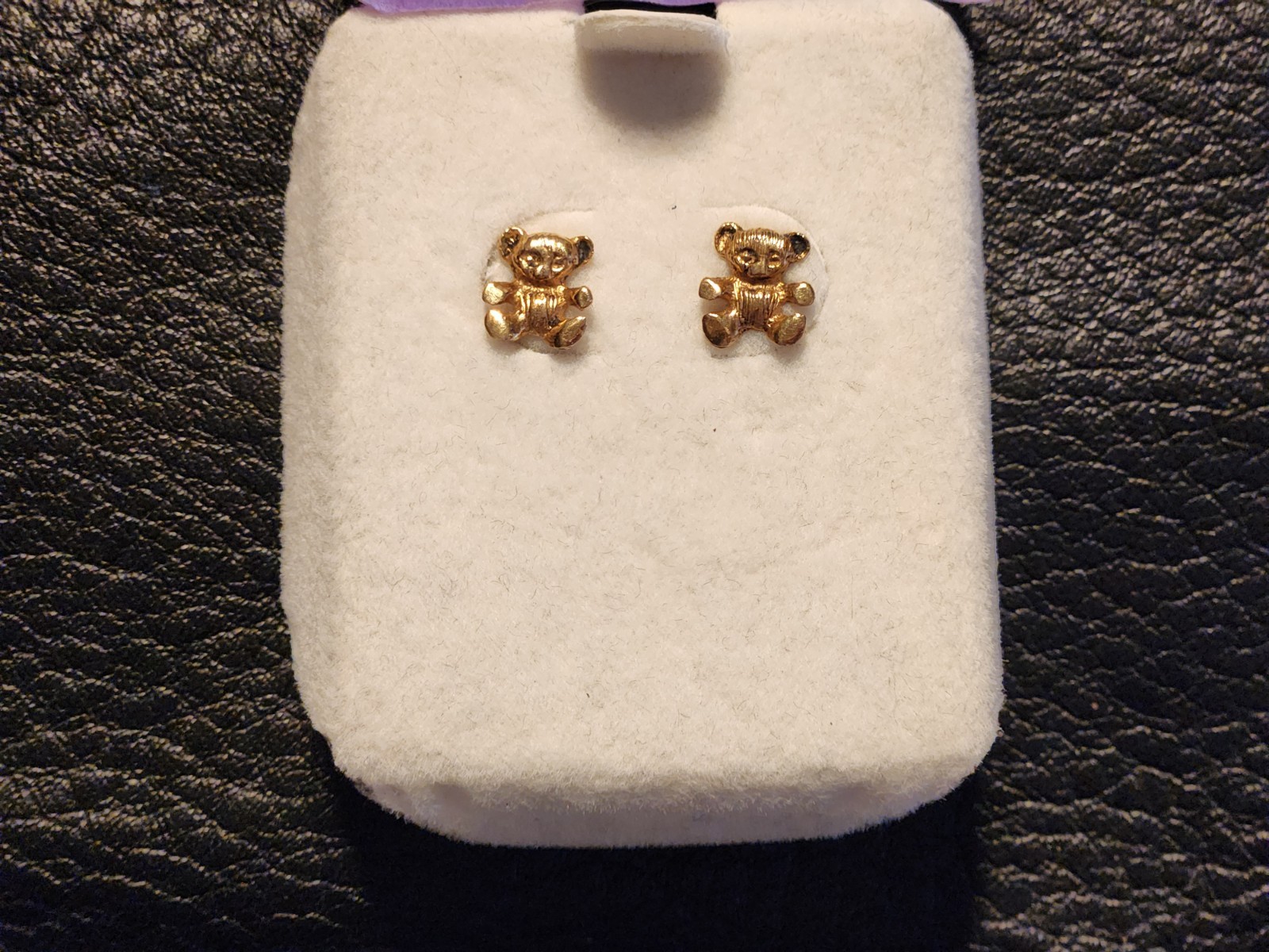 14K Yellow Solid  Gold Teddy Bear Stud Earrings - image 1