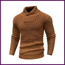 Men's Knitted Sweater Casual Crew Neck Long Sleeve Warm Pullover Ribbed Edge