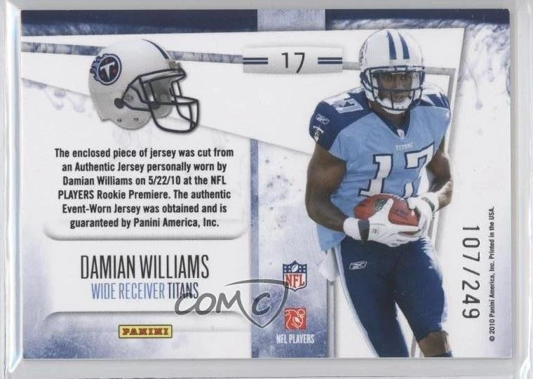 2010 Rookies & Stars Longevity Dress for Success Jerseys /249 Damian Williams RC - Image 2 of 2