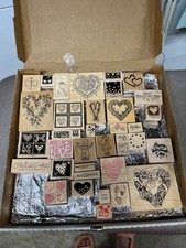 Lot of 41 Misc. Wood Mounted Rubber Stamps Love Hearts Valentines Day