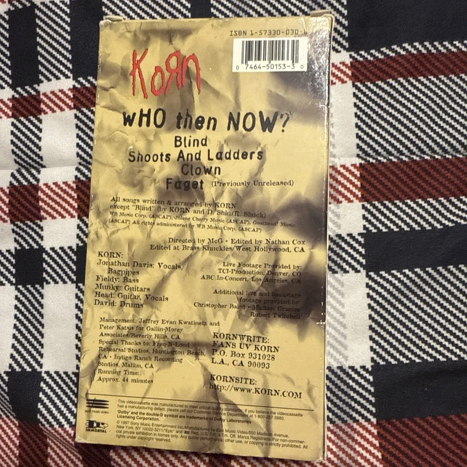 Korn - Who Then Now VHS 1997 w/ Parental Advisory Explicit Content Warning V4 - Image 2 of 4