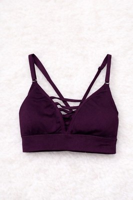 Victoria Sport Strappy Plum Purple Sports Bra Size Small Athleisure Yoga Gym