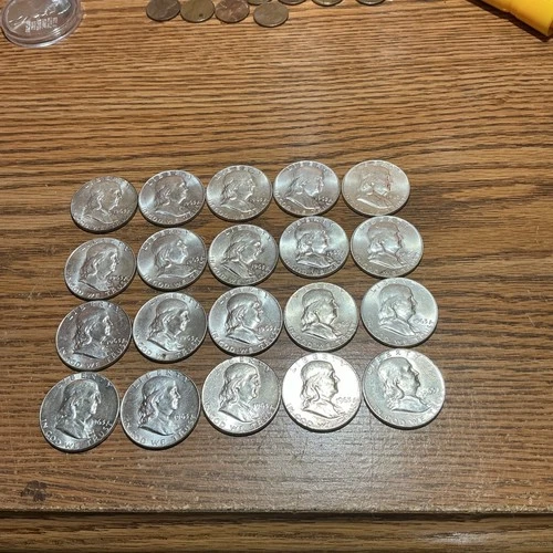 1963 P & D Mint Mark. Au Condition In My Opinion.  $10 Fv Silver Franklin