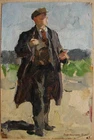 Ukrainian Soviet USSR oil Painting impressionism realism male figure man