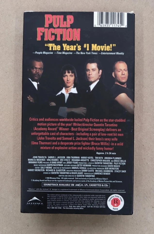 Pulp Fiction Rare Canadian VHS Tape Quentin Tarantino - Image 2 of 4