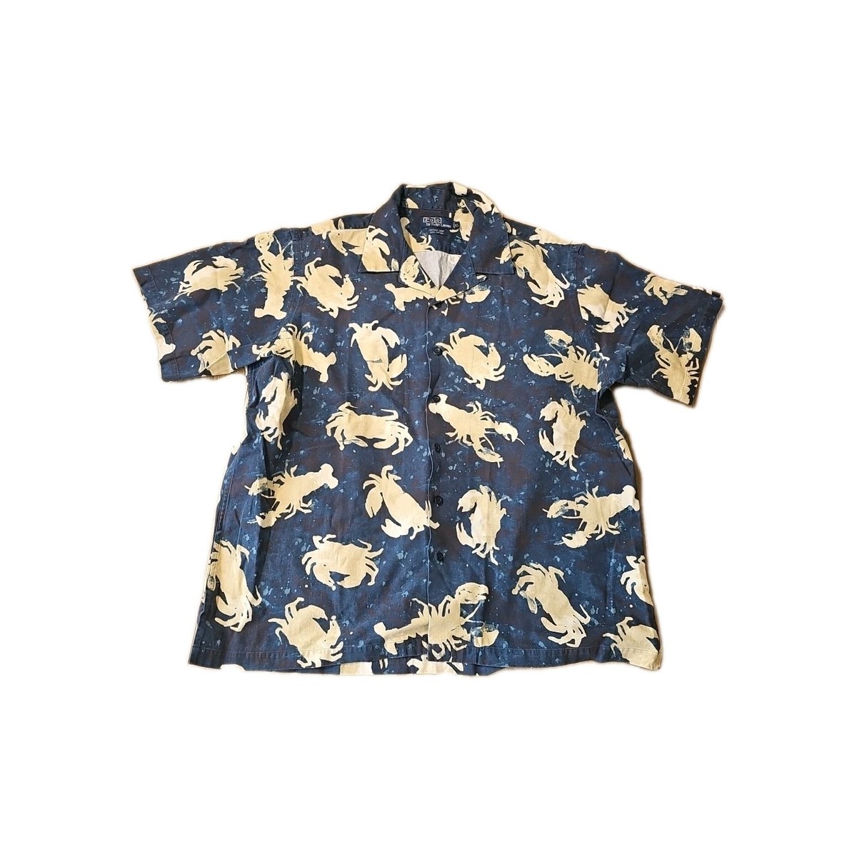 Polo Ralph Lauren Vintage Camp Shirt Crab & Lobster Blue Button Up