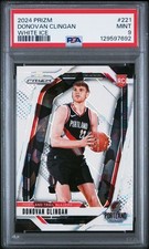 2024 Panini Prizm #221 Donovan Clingan White Ice SSP RC /35 PSA 9 Blazers Rookie