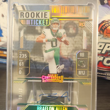 Panini 2024 Contenders Braelon Allen Autograph Rookie Ticket Jets /10 #115 Clear