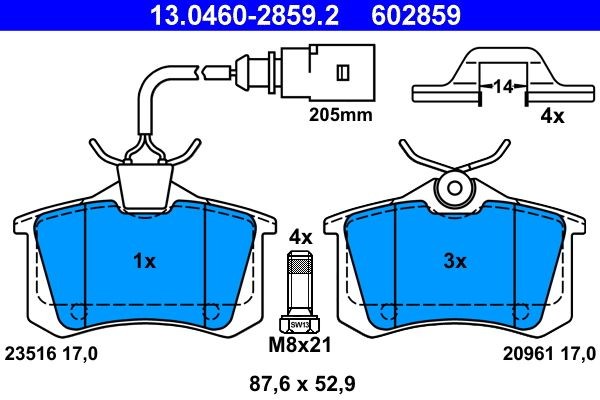 Bremsbelagsatz Scheibenbremse ATE 13.0460-2859.2 (1Satz-1Stk)-image