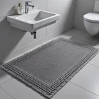 Waffle Bath Mat Grey Woven Washable Runner Rugs Kitchen Bathroom 50x80cm Home