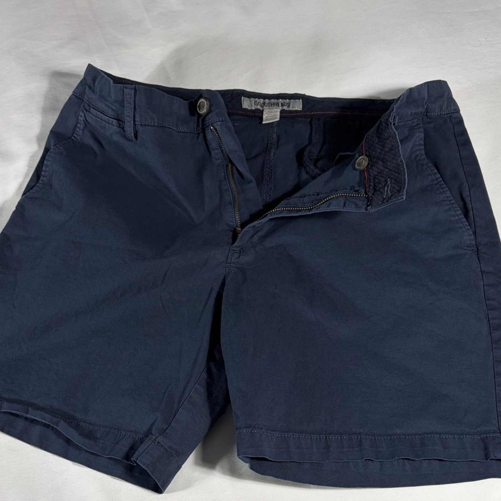 Goodthreads mens dark blue basic flat front 7" in… - image 7