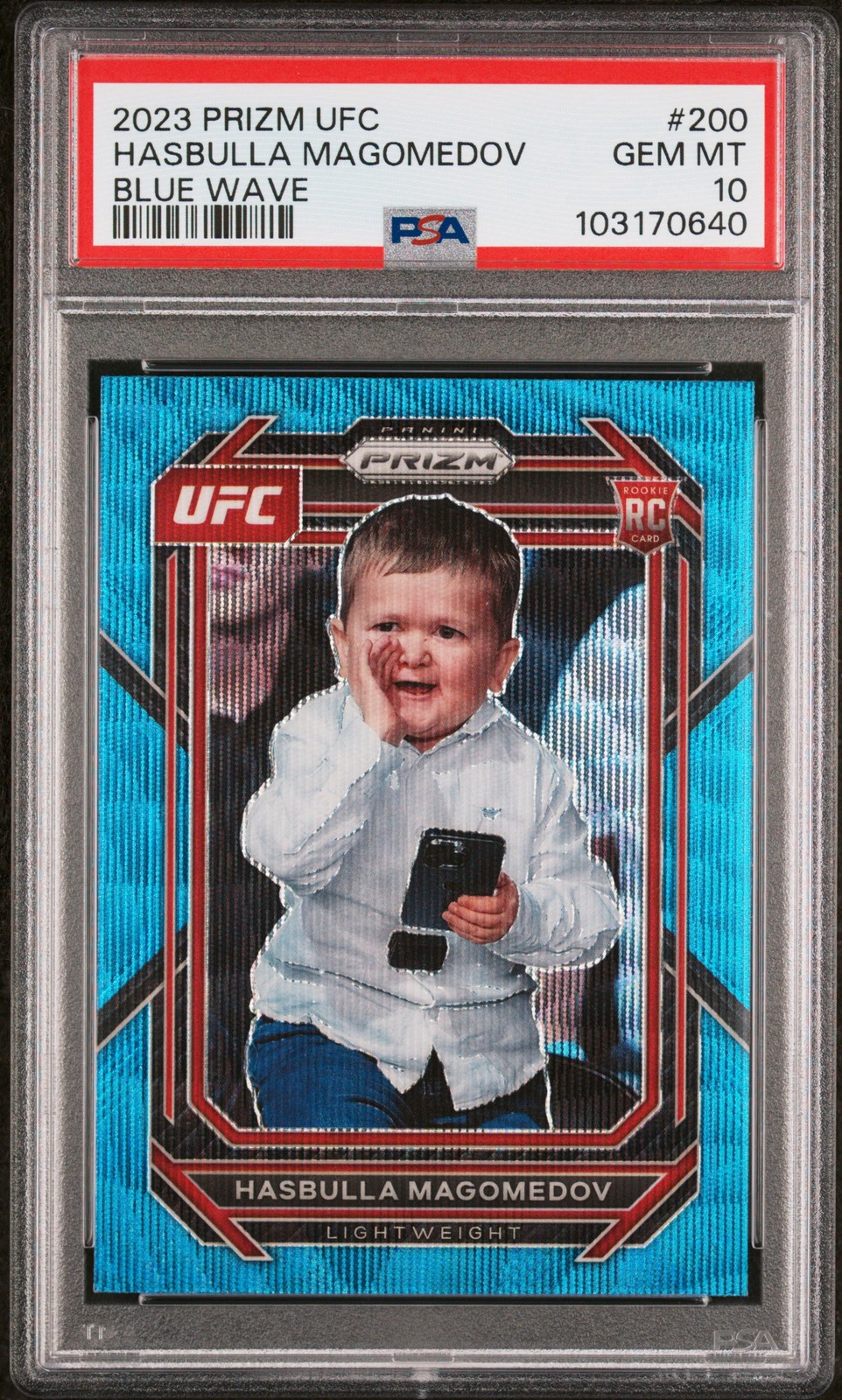 2023 PANINI PRIZM UFC BLUE WAVE #200 HASBULLA MAGOMEDOV PSA 10