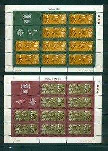 Malta 1980 #575-576 Sheets of 10 MNH EUROPE CEPT/Apap/Briffa/Vassalli