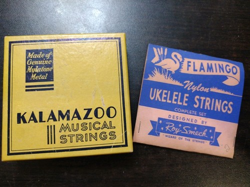 Vintage Ukulele Kalamazoo Gibson Strings Box & Flamingo Roy Smeck Pack Empty