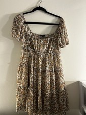 Trixxi Floral Cottagecore Puff Sleeve Tiered Babydoll Mini Dress Women’s M