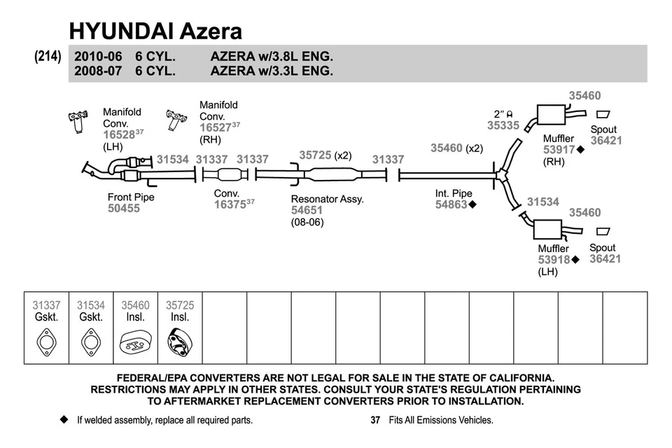 For Hyundai Sonata 2006-2008 Walker 50455 Aluminized Steel Exhaust Front Pipe — 第 3/3 张图片