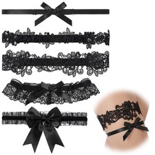 5 Pcs Black Garter Thigh Lace Garters Leg Medium,