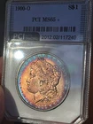 1900 O MS65+ Morgan Silver Dollar Green Holder PCI Purple/Blue/Green/Red Toned!