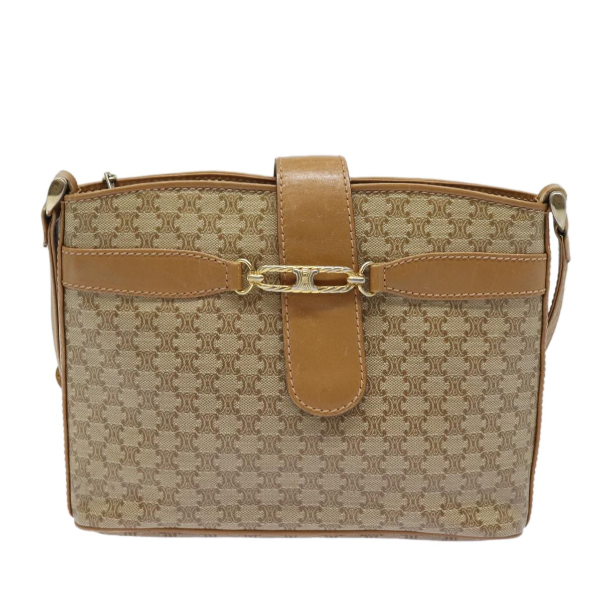 Celine Vintage Macadam Canvas And Leather Beige Shoulder Bag — image 18