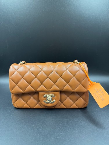 Chanel Classic Flap Mini Camel Leather Gold HW Shoulder Bag Authentic Preowned