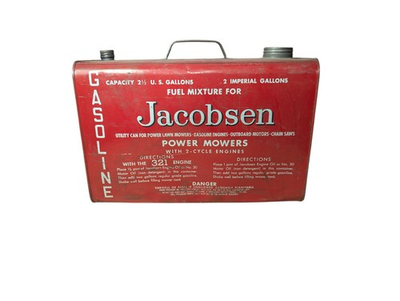 #ad #ad Jacobsen 2 Cycle Gas Mixture Can 1970s Vintage 2.5 Gallon Metal Patina Display $40.00