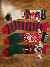 Vintage Christmas Stockings Set Of 4 Knit