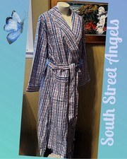 LANZ OF SALZBURG  ROYAL BLUE TYROLEAN  LONG FLANNEL WRAP ROBE  SIZE MEDIUM