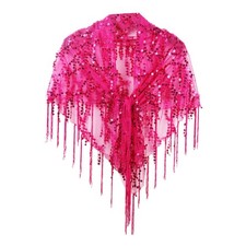 Women Shawl Wrap Soft Sequin Shawl Cape For Wedding Rose Red