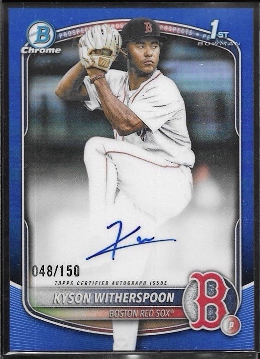 2025 Bowman Draft Kyson Witherspoon Chrome Auto Blue Refractor #/150 Red Sox