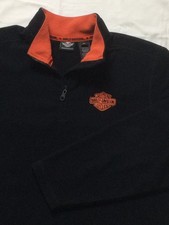 XL Harley Davidson Fleece 1/4 Zip Pullover Men s Black Orange HD Biker