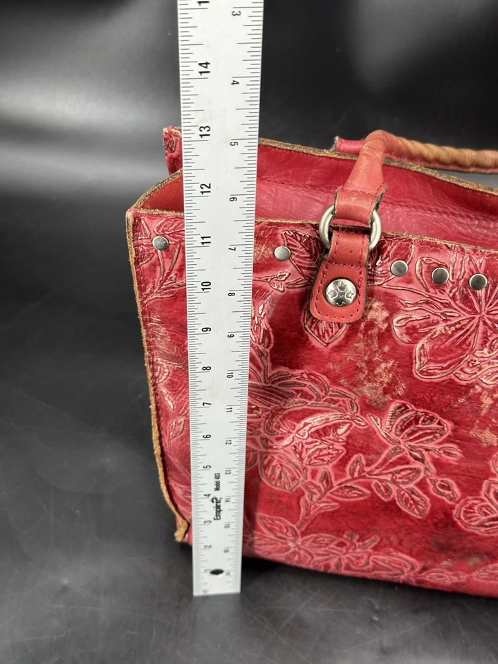 Patricia Nash Brand New Tooled Shimmer Berry Red Tote Large With Dustbag - Image 3 of 4