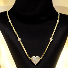 GIA-zertifiziert 6 Karat  Herz Runde Form H/VS1  Diamanten Halskette 18K  Gelbgold