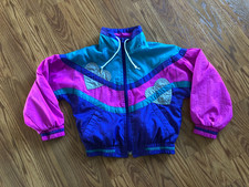 Vintage 1980s Girls colorful wind breaker jacket size 6